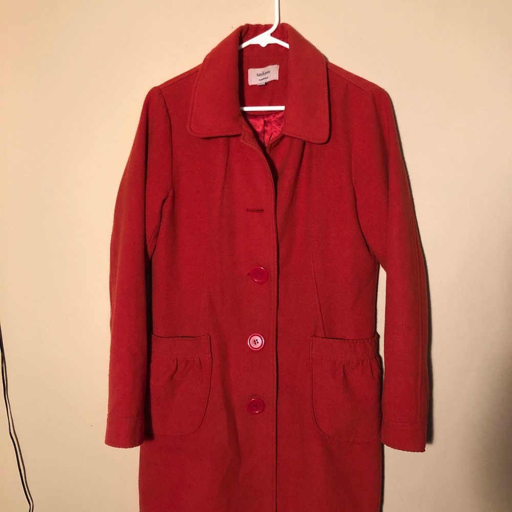 Red long pea coat - Perfect Holiday Coat